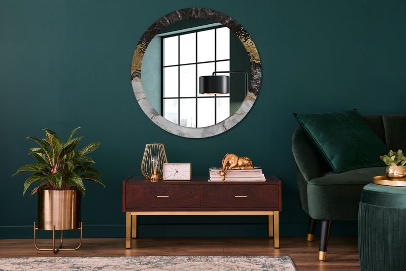 Rundt Tulup Marmur Loft-spejl 90 cm Moderne med bagplade, 1 stk.