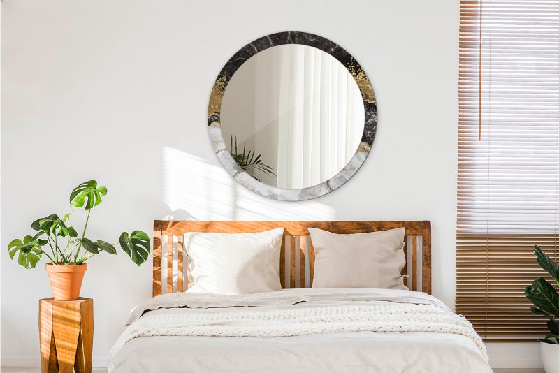 Rundt Tulup Marmur Loft-spejl 90 cm Moderne med bagplade, 1 stk.