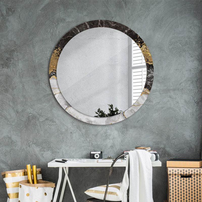 Rundt Tulup Marmur Loft-spejl 90 cm Moderne med bagplade, 1 stk.