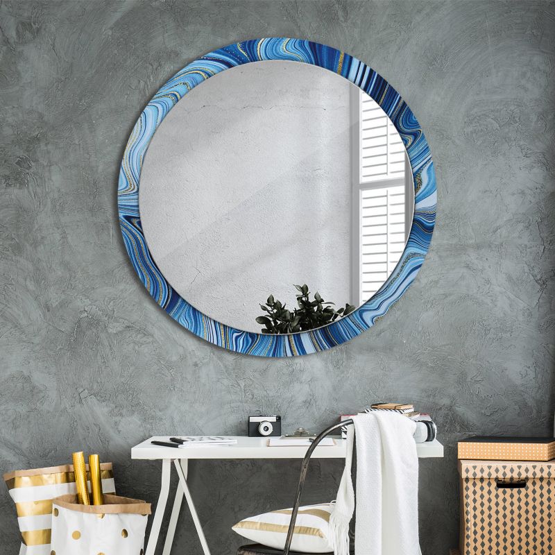 Rundt Tulup-spejl Marmoreret Flod 100 cm Designer på Underlag 1 stk.