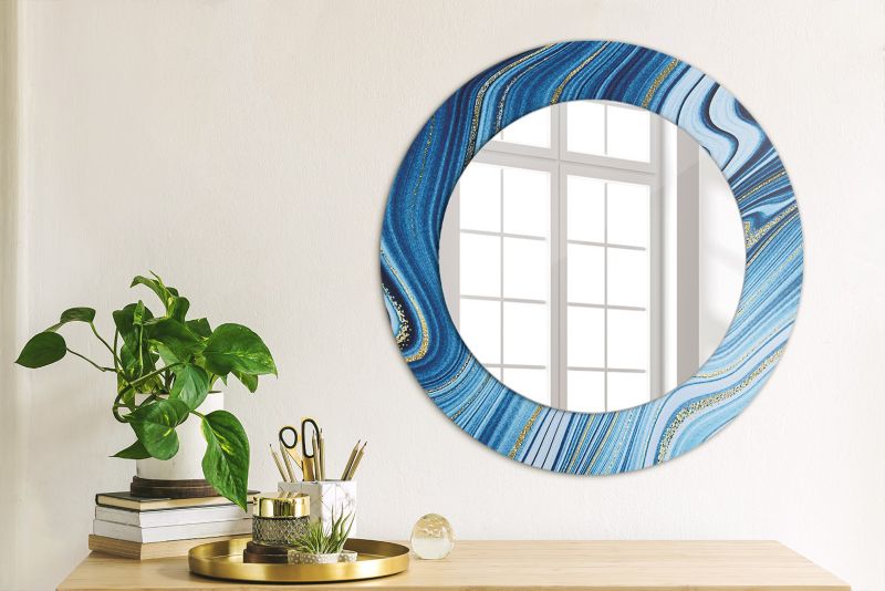 Rundt Tulup Marmoreret Flod-spejl 50 cm Designer på Underlag 1 stk.