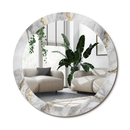 Rundt spejl Tulup med marmorprint 80 cm elegant på bagplade, 1 stk.