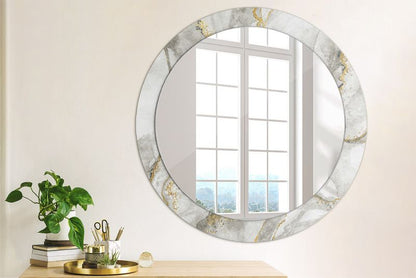 Rundt spejl Tulup med marmorprint 80 cm elegant på bagplade, 1 stk.