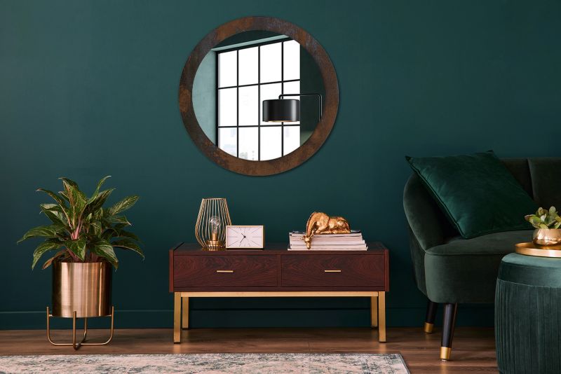 Rundt spejl Tulup metallisk rustikt 80 cm moderne med glasunderlag 1 stk.