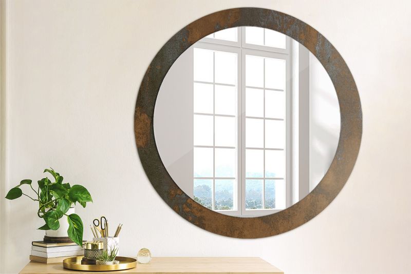 Rundt spejl Tulup metallisk rustikt 80 cm moderne med glasunderlag 1 stk.