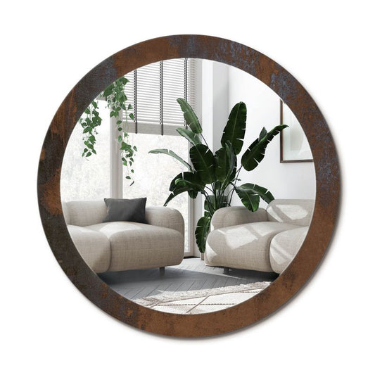Rundt Tulup-spejl med metallisk rustik finish 90 cm - moderne spejl på bagplade, 1 stk.