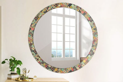 Rundt Tulup Patchwork Flisemønster Spejl 100 cm Dekorativt på Underlag 1 stk.