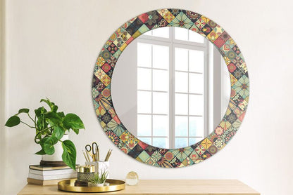Rundt Tulup Patchwork Flisemønster Spejl 60 cm Dekorativt på Underlag 1 stk.