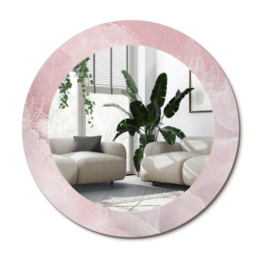 Rundt Tulup-spejl i rosa sten, 70 cm – unikt på bagplade, 1 stk.