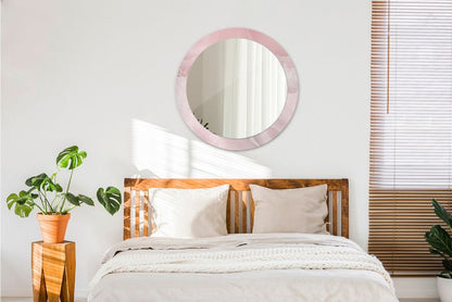 Rundt Tulup-spejl i pink sten 80 cm på plade – unikt design, 1 stk.