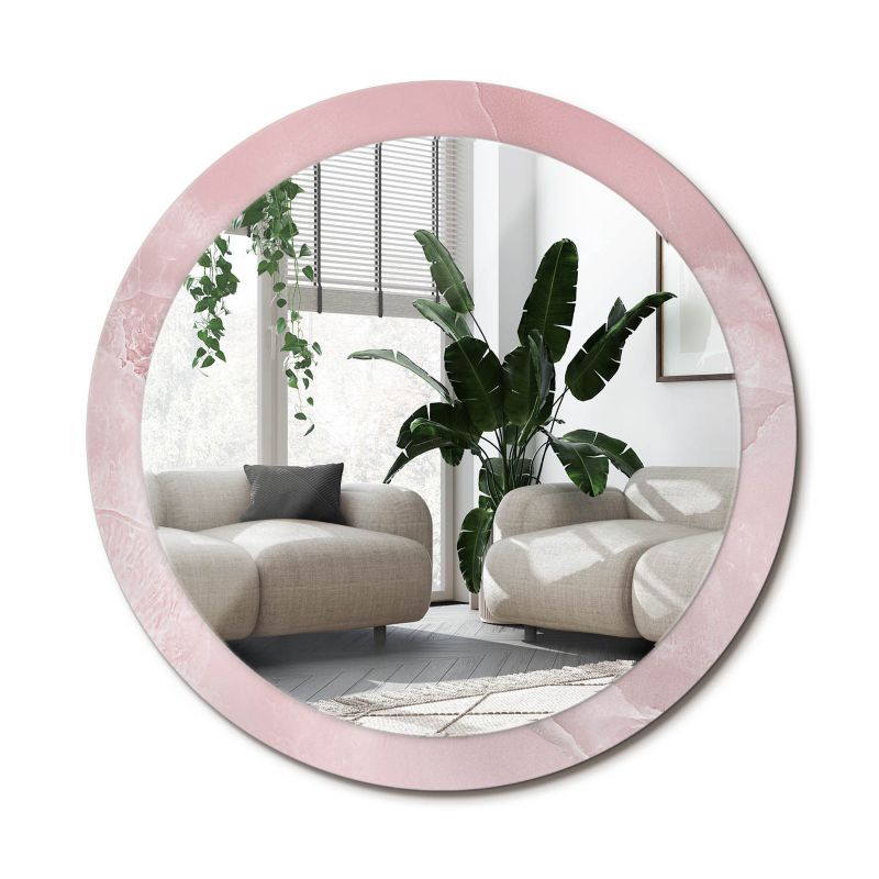 Rundt Tulup-spejl i pink sten, 90 cm – unikt på bagplade, 1 stk.