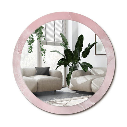 Rundt Tulup-spejl i pink sten, 90 cm – unikt på bagplade, 1 stk.