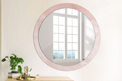 Rundt Tulup-spejl i pink sten, 90 cm – unikt på bagplade, 1 stk.