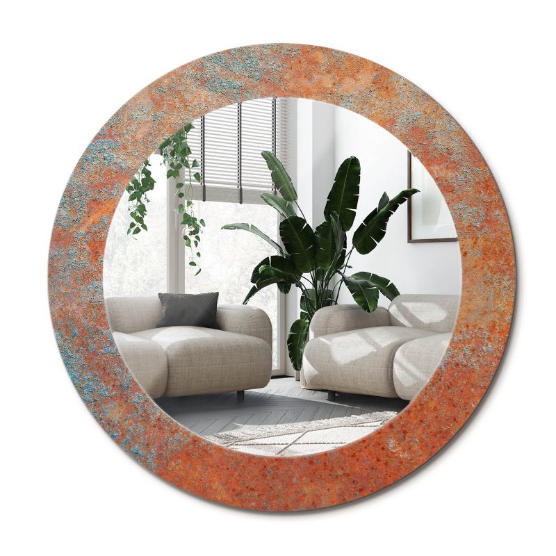 Rundt Tulup-spejl i rustfarvet metal 60 cm industrielt med bagplade, 1 stk.