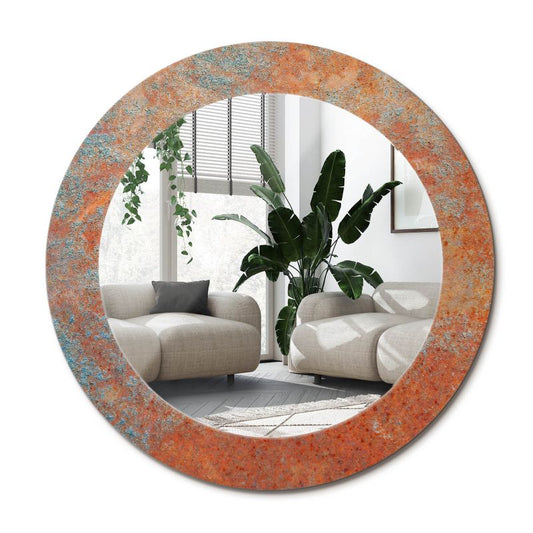 Rundt Tulup-spejl i rustfarvet metal 60 cm industrielt med bagplade, 1 stk.