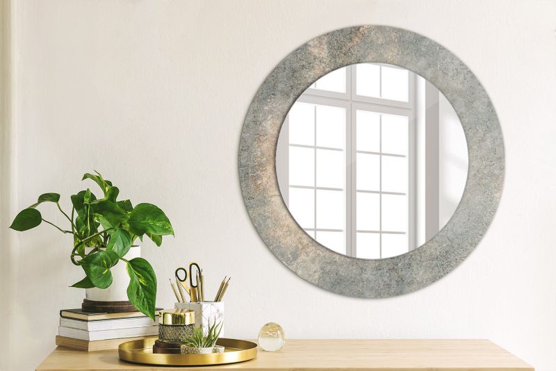 Rundt Tulup Vintage Beton-spejl 50 cm med industriel bundplade, 1 stk.