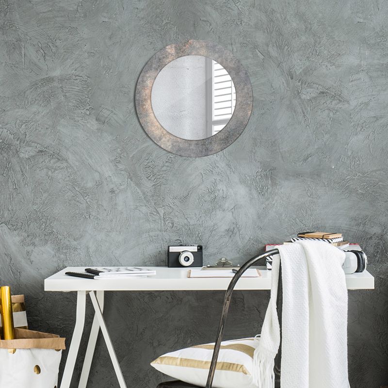 Rundt Tulup Vintage Beton-spejl 50 cm med industriel bundplade, 1 stk.