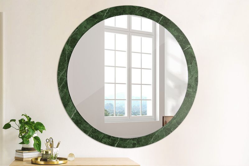 Rundt spejl Tulup grøn marmor 100 cm elegant på bagplade 1 stk.