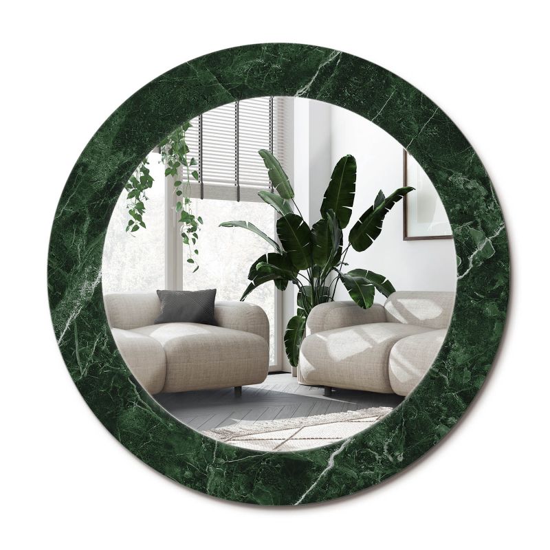 Rundt spejl Tulup grøn marmor 70 cm elegant med bagplade 1 stk.