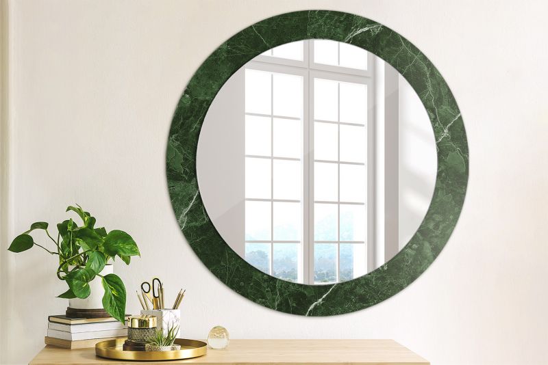 Rundt spejl Tulup grøn marmor 70 cm elegant med bagplade 1 stk.