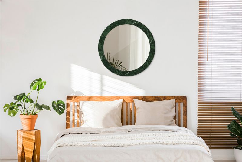Rundt spejl Tulup grøn marmor 70 cm elegant med bagplade 1 stk.