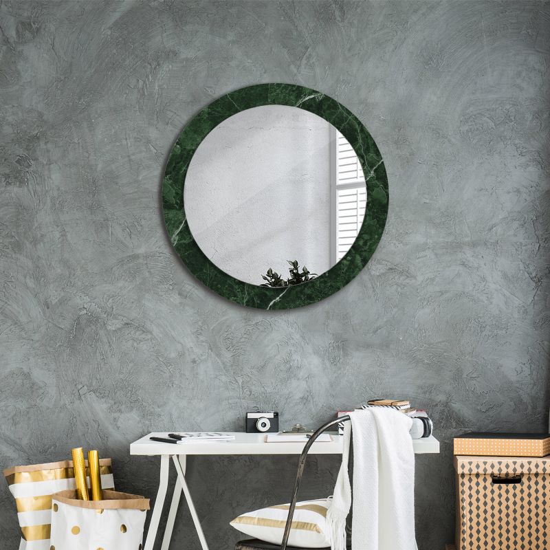Rundt spejl Tulup grøn marmor 70 cm elegant med bagplade 1 stk.