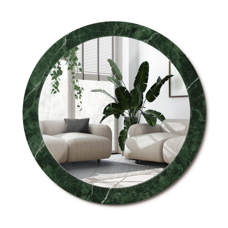 Rundt spejl Tulup grøn marmor 80 cm elegant med bagplade 1 stk.