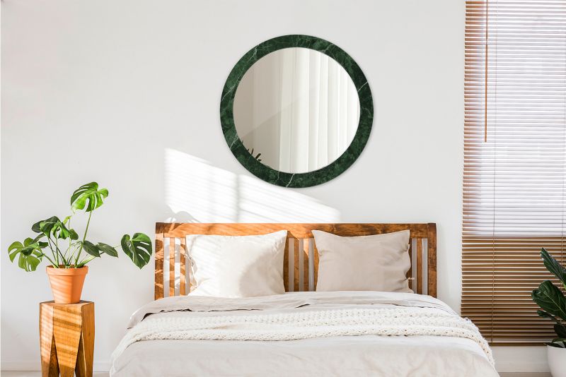 Rundt spejl Tulup grøn marmor 80 cm elegant med bagplade 1 stk.