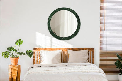 Rundt spejl Tulup grøn marmor 80 cm elegant med bagplade 1 stk.