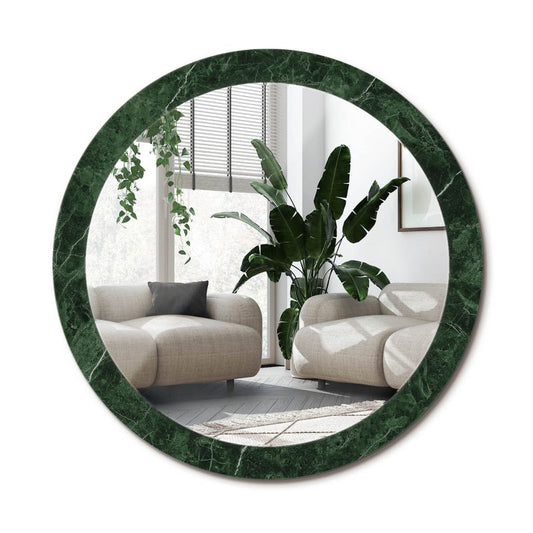 Rundt spejl Tulup grøn marmor 90 cm elegant med bagplade 1 stk.