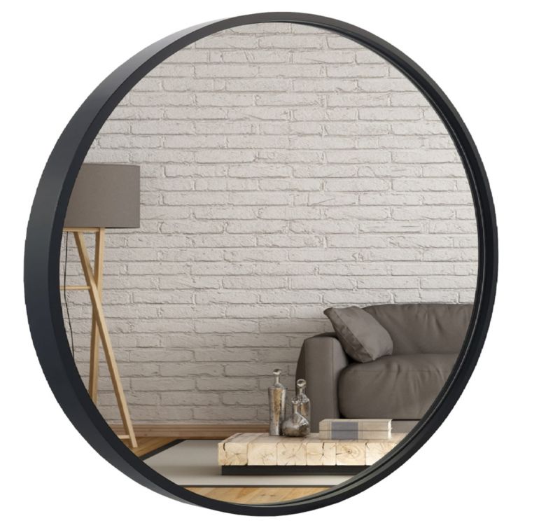 Rundt Spejl 60 cm Sort Ramme MDF