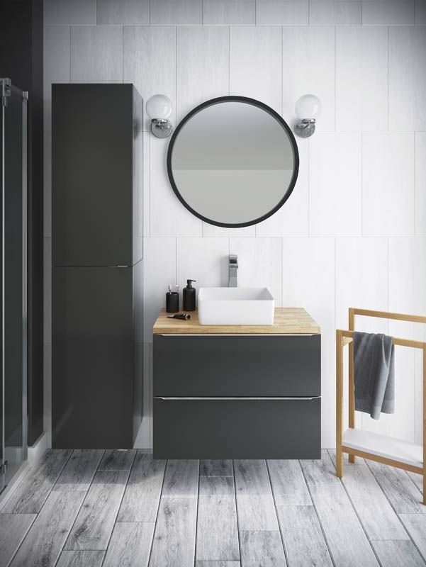 Rundt spejl Dubiel Vitrum Nico 70 cm med sort aluminiumsramme