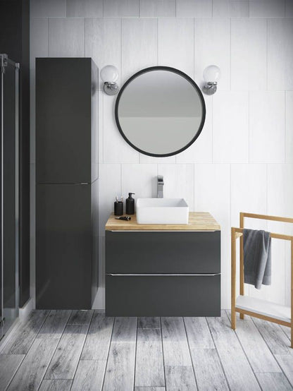 Rundt spejl Dubiel Vitrum Nico 70 cm med sort aluminiumsramme