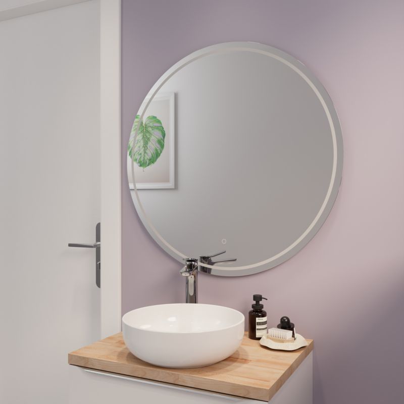 Rundt LED-spejl 80 cm med Dæmpbar Belysning og Anti-Dug Glas