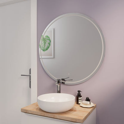 Rundt LED-spejl 80 cm med Dæmpbar Belysning og Anti-Dug Glas