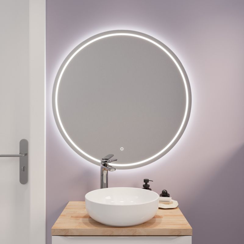 Rundt LED-spejl 80 cm med Dæmpbar Belysning og Anti-Dug Glas