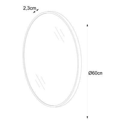 Rundt Spejl Tisa Slim 60 cm Sort Aluminium