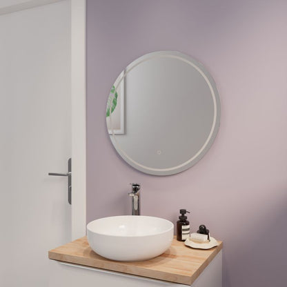 Rundt LED-spejl 60 cm med Dæmpbar Belysning og Antidug Glas