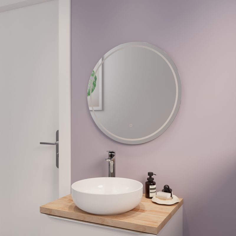 Rundt LED-spejl 60 cm med Dæmpbar Belysning og Antidug Glas