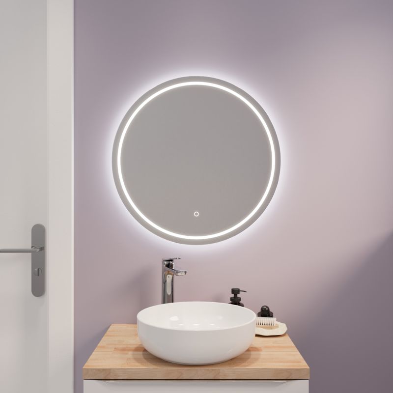 Rundt LED-spejl 60 cm med Dæmpbar Belysning og Antidug Glas