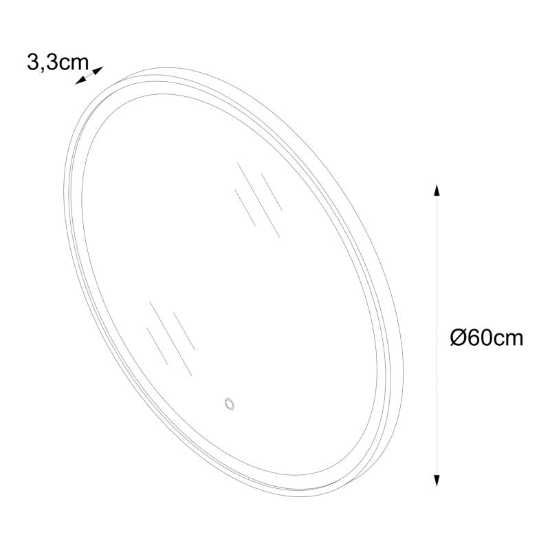 LED Spejl Rund 60 cm Sort | 5063022029317
