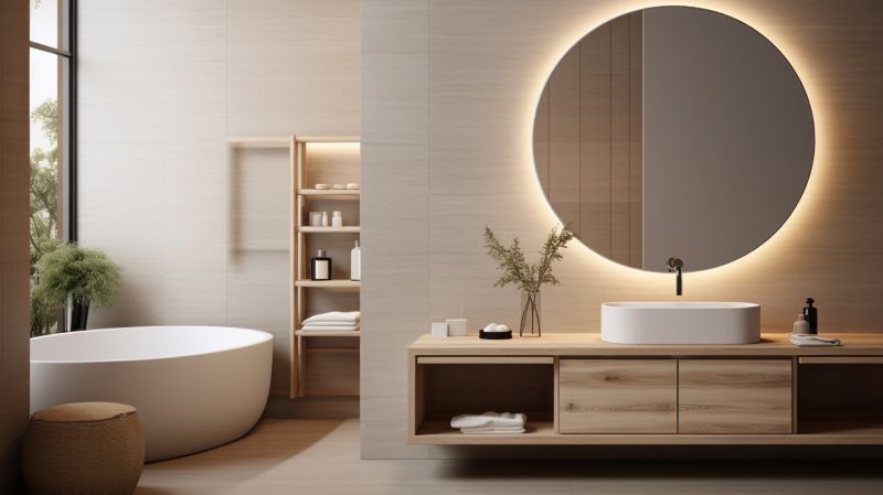 Rundt Luna-spejl 60 cm med LED-belysning