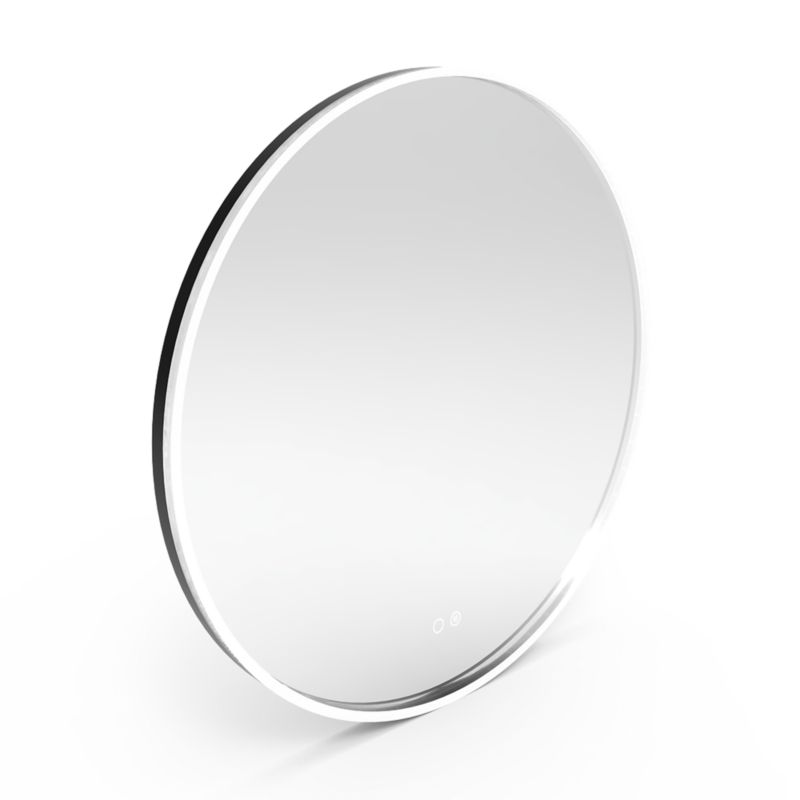 Rundt LED-spejl 60 cm Sort med Anti-dug