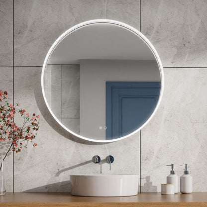 Rundt LED-spejl 60 cm Sort med Anti-dug