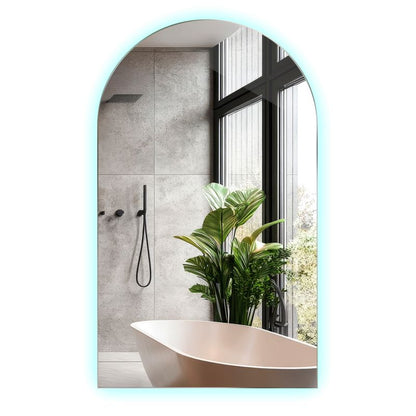 Ovalt LED-spejl Tulup 50x90 cm med kantskåret kant og koldt lys til garderobe, 1 stk.