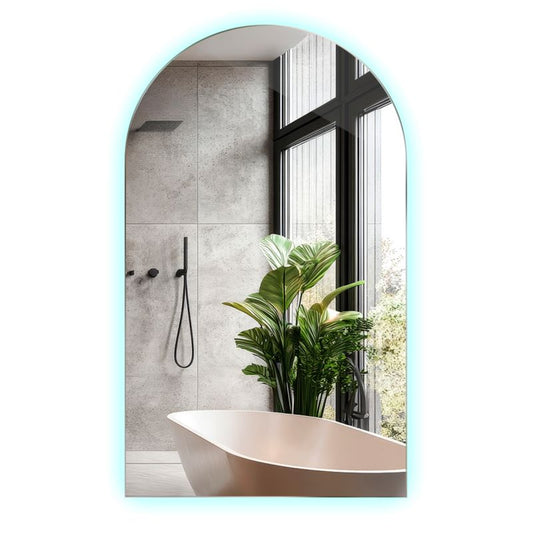 Ovalt LED-spejl Tulup 50x90 cm med kantskåret kant og koldt lys til garderobe, 1 stk.