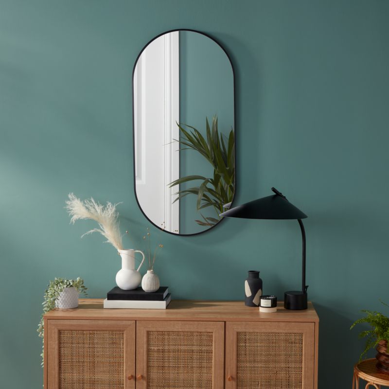 Ovalt spejl GoodHome Muhely 50 x 100 cm i sort metalramme