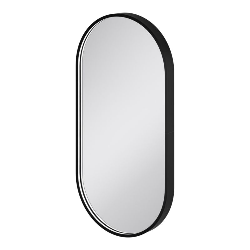 Ovalt LED-spejl 40 x 80 cm Sort med Touch-dæmper