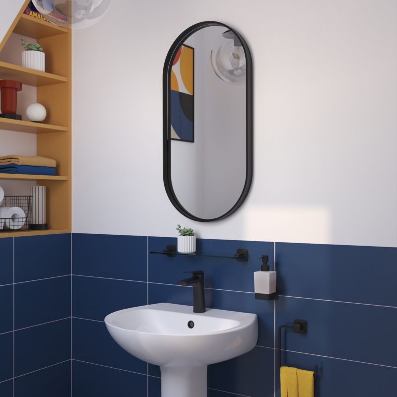 Ovalt spejl Tisa Slim 40 x 80 cm sort