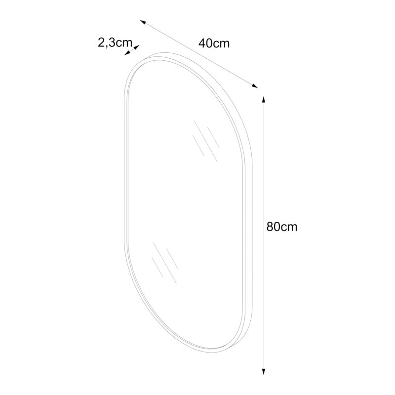 Ovalt spejl Tisa Slim 40 x 80 cm sort